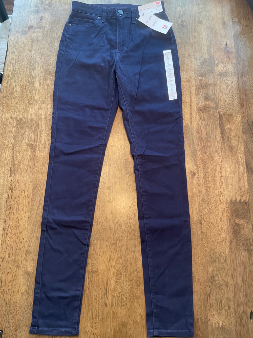 UNIQLO Ezy Skinny Fit High Rise Tapered Color Jeans Navy Size Small NWT